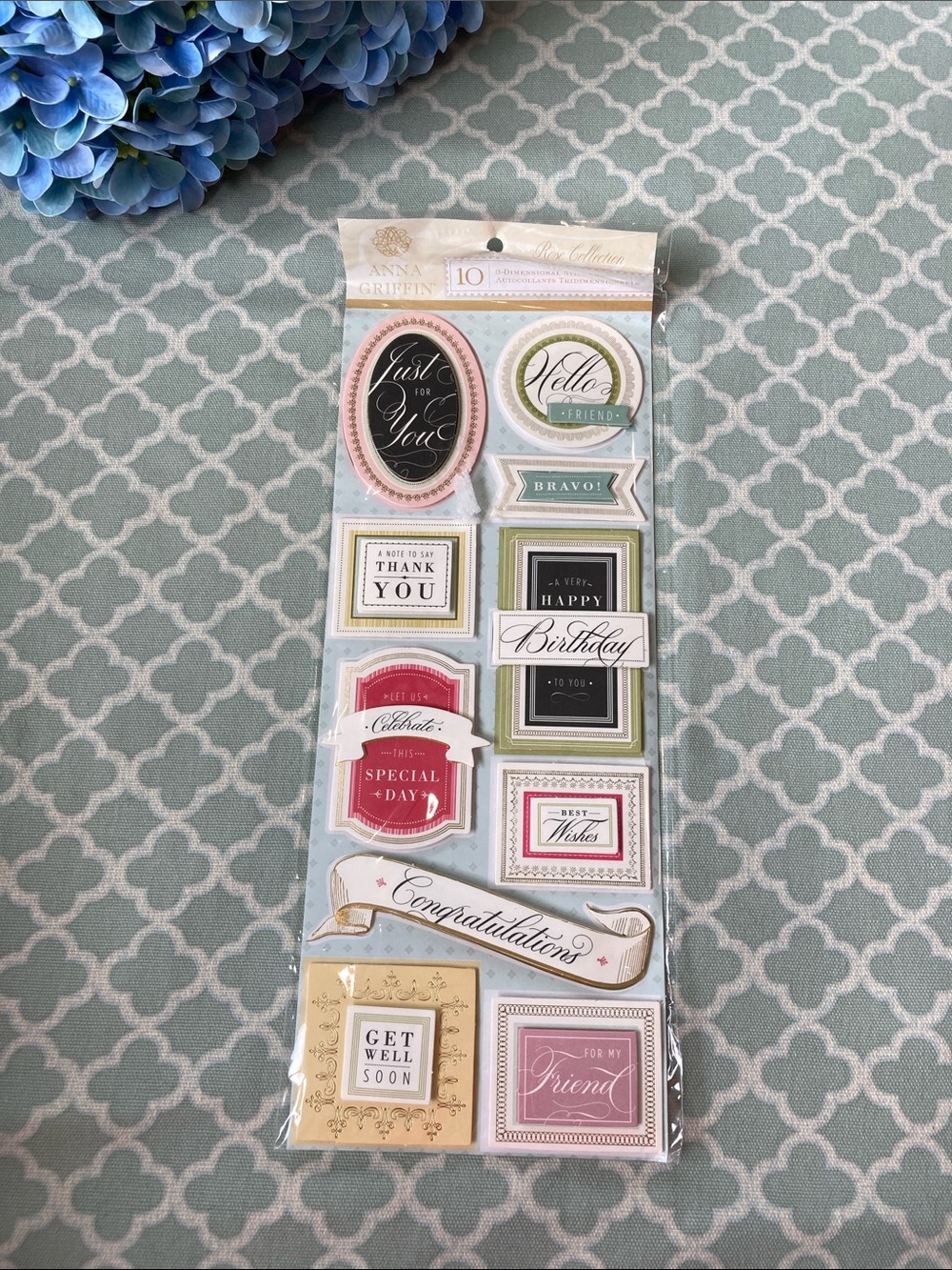 Anna Griffin 3D Stickers Rose Collection Set of 10 NEW